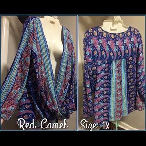 Camel boho cowl nevk blouse !